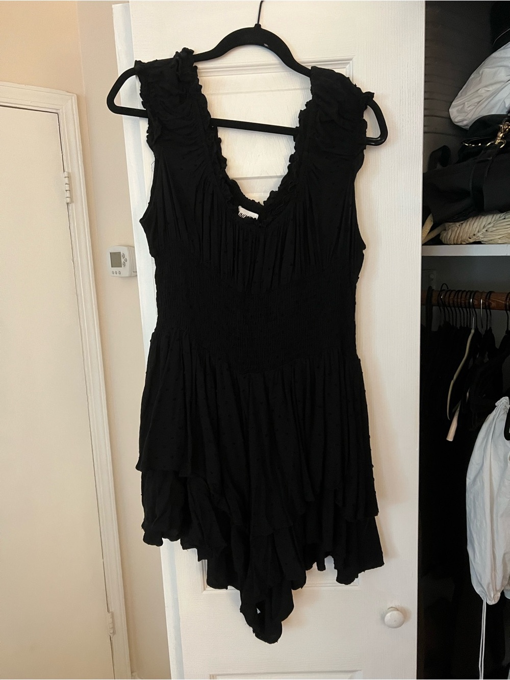 Black Ruffled Sleeveless Romper - Women